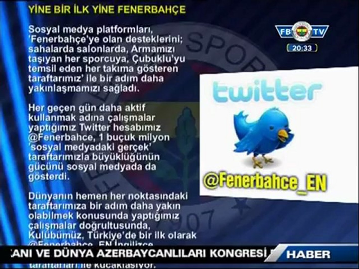 Fenerbahçe Spor Kulubü'nden Yine Bir İlk Fenerbahçe İngilizce Twitter  Sayfası - Dailymotion Video