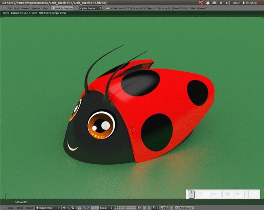 tuto blender inkscape : réalisation d'une petite coccinelle
