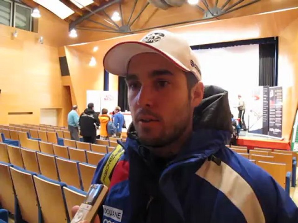 Thomas Fanara après sa 3e place lors du géant d'Alta Badia