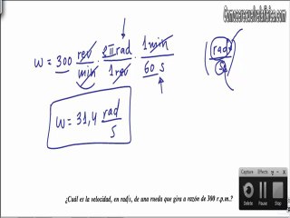 Problema resuelto de cinematica (2) pasar revoluciones por minuto a radianes por segundo