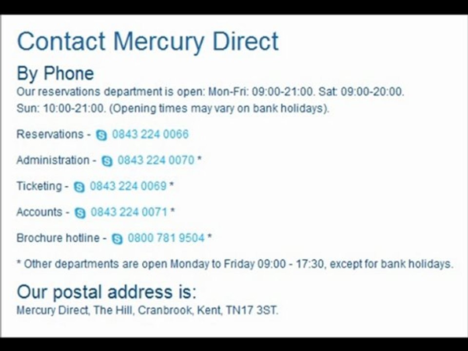 Mercury Direct Holidays a site overview