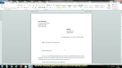 Tuto Word 2010 - Caractères spéciaux - Extrait