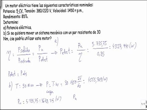 Maquinas electricas determinar potencia electrica de un motor
