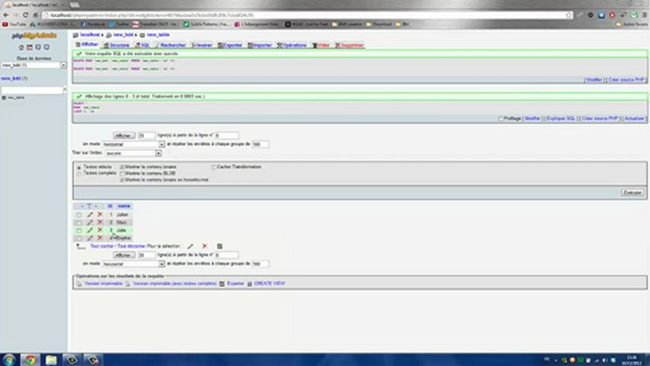 Créatiim - Les bases de l'interface de phpMyAdmin
