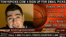 New York Knicks versus Houston Rockets Pick Prediction NBA Pro Basketball Preview 12-17-2012