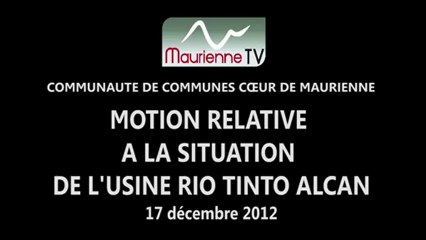 MOTION RELATIVE A LA SITUATION DE L'USINE RIO TINTO ALCAN