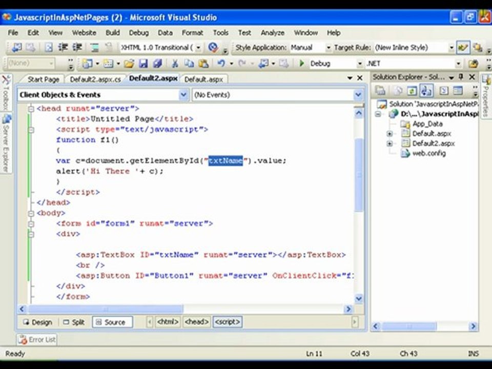 Javascript in Asp.Net Pages 34 of 43