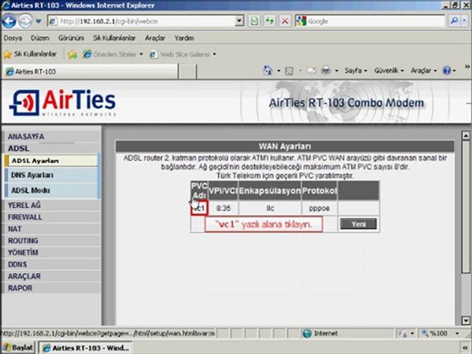Airties RT-103 Modem Kurulumu