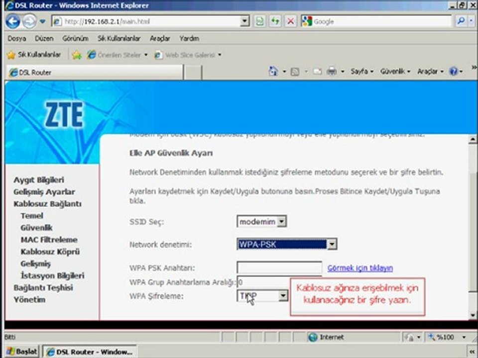 ZTE ZXV10-w300s Kablosuz Bağlantı Ayarları