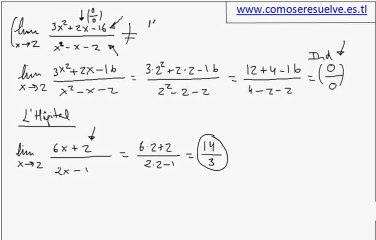 Indeterminacion cero partido cero por L´Hopital