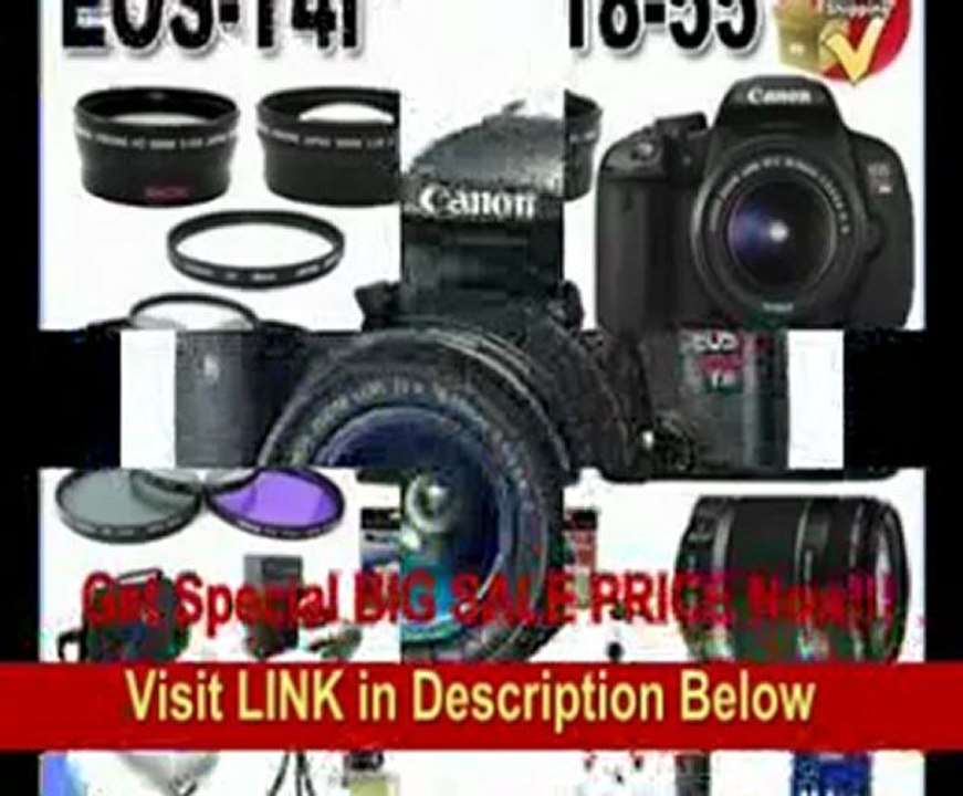 Canon EOS Rebel T4i 18 MP CMOS APS-C Digital SLR Camera with 3.0-Inch LCD and EF-S 18-55mm f/3.5-5.6 IS Lens & Canon 55-250 IS (2 Lens Kit!!!!) + 32GB Memory+ 2 Extra Batteries + Charger + 3 Piece Filter Kit + UV Filter + Full Size Tripod + Case +Accessor