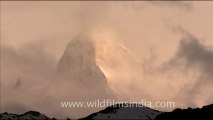 1734.Shivling and swirling clouds at sunset!.mov