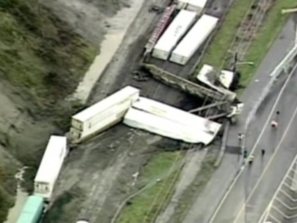Mudslide derails freight train