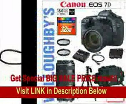 Canon EOS 7D 18 MP CMOS Digital SLR with Canon 18-135mm IS Lens + Canon EF 70-300mm f/4-5.6 IS USM Lens + Canon LPE6 Spare Battery + Canon Deluxe SLR Gadget Bag + Multi-Coated UV Essential Filter x2 + Sunpak PRO 523PX Pistol Grip Tripod + Transcend 32GB 1