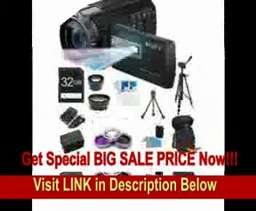 Sony HDRPJ710V High Definition Handycam 24.1 MP Camcorder with 10x Optical Zoom, 32 GB Embedded Memory and Built-in Projector + 32GB High Speed SDHC Card + High Capacity Batt+ Rapid AC/DC Charger + Pro Wide Angle Lens + Pro 2X Lens + More!