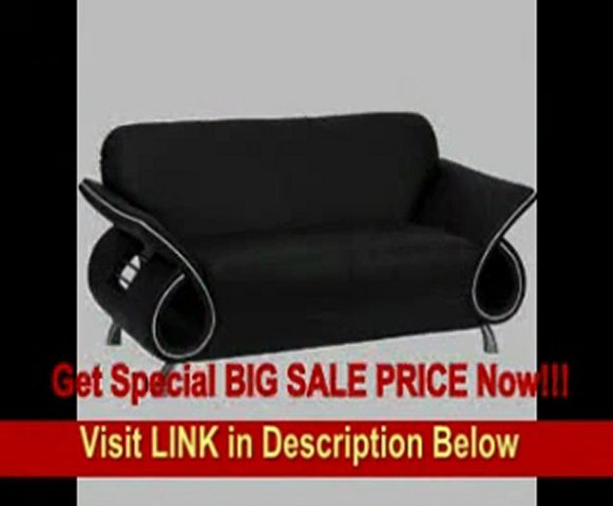 Flash Furniture Hercules Kelsey Series Contemporary Black Leather Love Seat with Swirl Arm Design ZB-KELSEY-845-1-LS-B...
