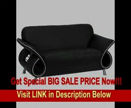 Flash Furniture Hercules Kelsey Series Contemporary Black Leather Love Seat with Swirl Arm Design ZB-KELSEY-845-1-LS-B...