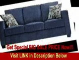 Handy Living Pierre Sofa Federal Blue with Brown Modern Leaf Pillows