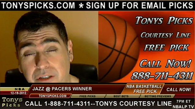 Indiana Pacers versus Utah Jazz versus Pick Prediction NBA Pro Basketball Odds Preview 12-19-2012