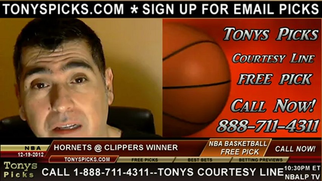 LA Clippers versus New Orleans Hornets Pick Prediction NBA Pro Basketball Odds Preview 12-19-2012