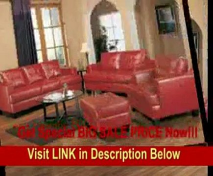 Coaster Samuel Modern Tufted Sofa in Red Bonded Leather