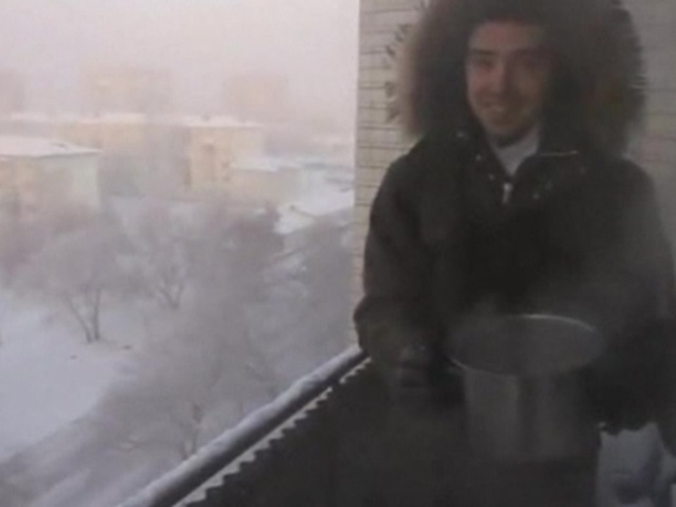 Boiling water freezes instantly in Siberia