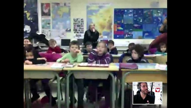 Tanguy en visio-conférence avec des élèves du Mans