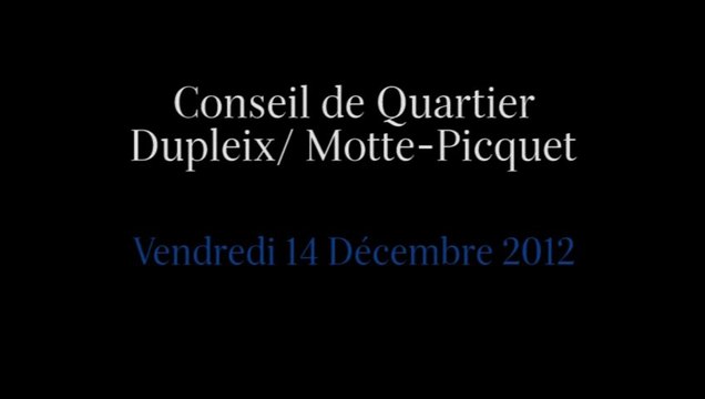 Conseil de Quartier Dupleix/ Motte-Picquet du Vendredi 14 Décembre 2012