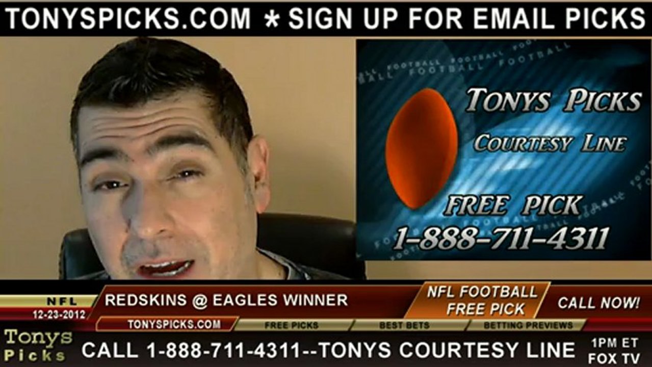 Washington Redskins versus Philadelphia Eagles NFL Pro Football Pick 12-23-2012
