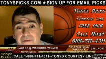 LA Lakers versus Golden St Warriors NBA Pro Basketball Pick Prediction 12-22-2012