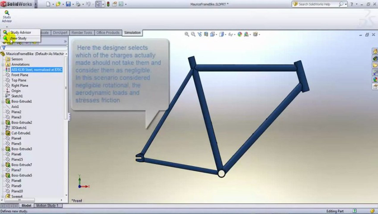 Static Analysis of a Bike Frame   | SolidWorks Engineering