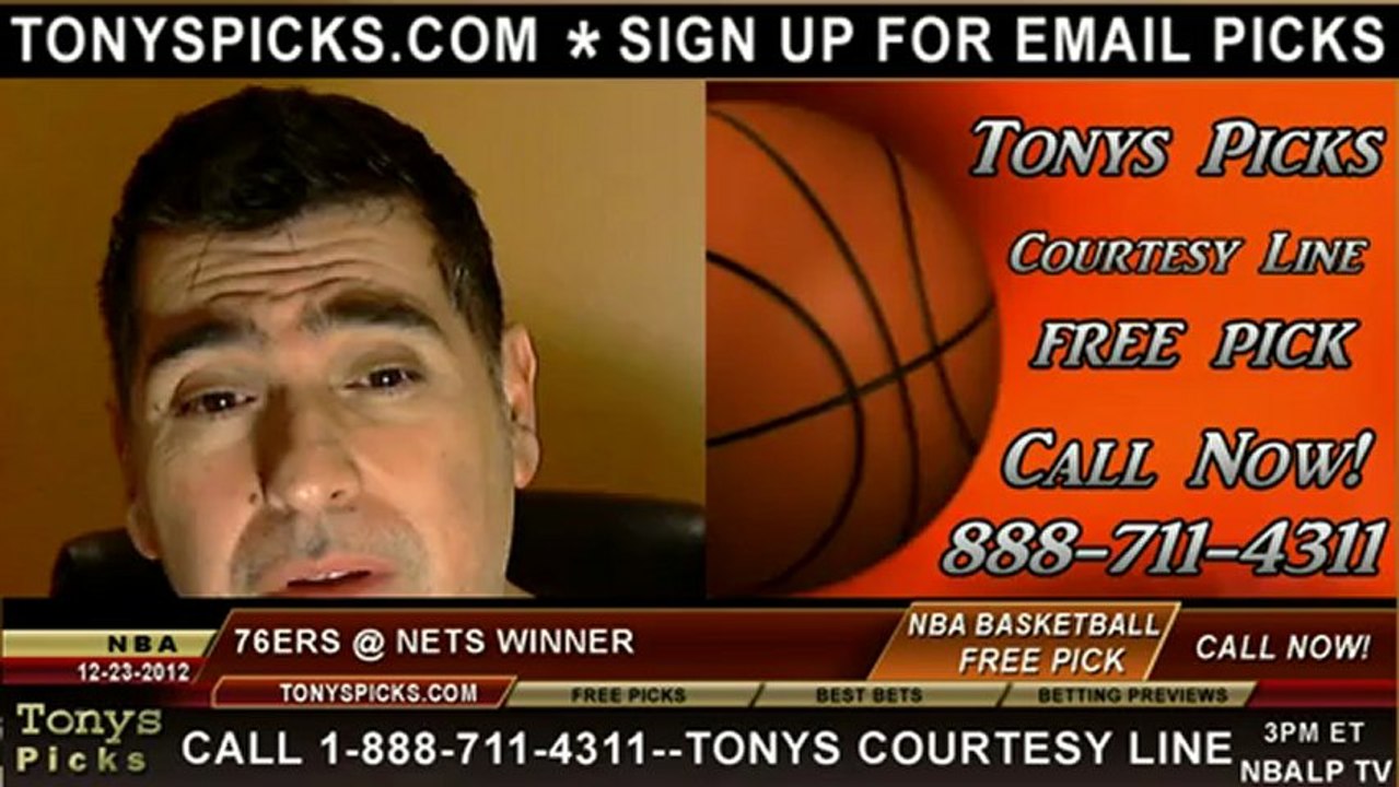 Brooklyn Nets versus Philadelphia 76ers Pick Prediction NBA Pro Basketball Odds Preview 12-23-2012