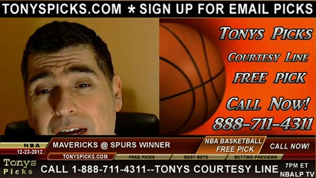 San Antonio Spurs versus Dallas Mavericks Pick Prediction NBA Pro Basketball Odds Preview 12-23-2012