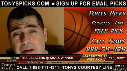 Portland Trailblazers versus Sacramento Kings Pick Prediction NBA Pro Basketball Preview 12-23-2012