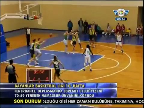 22 Aralık 2012 Edremit Belediyesi 59 - 70 Fenerbahçe Maçı Özeti