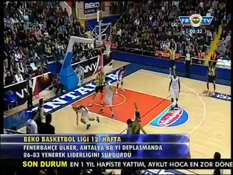 22 Aralık 2012 Antalya BŞB 83 - 86 Fenerbahçe Ülker Maçı Özeti