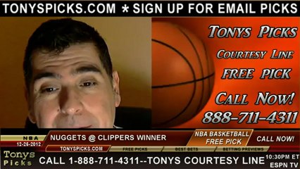 LA Clippers versus Denver Nuggets Pick Prediction NBA Pro Basketball Odds Preview 12-25-2012