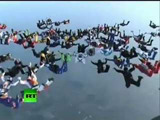 Free Fall Feat: 104 skydivers break record at 15th attempt