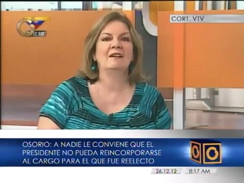 Osorio: a nadie le conviene que el Presidente no pueda reincorporarse o asumir el cargo para el que fue reelecto