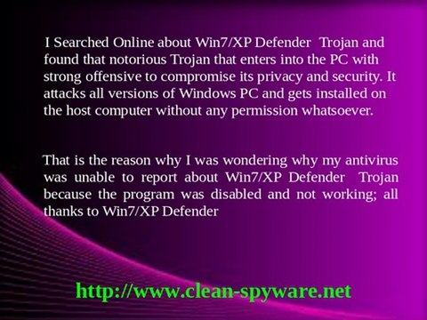 Uninstall Win7/XP Defender : get rid of Win7/XP Defender infection
