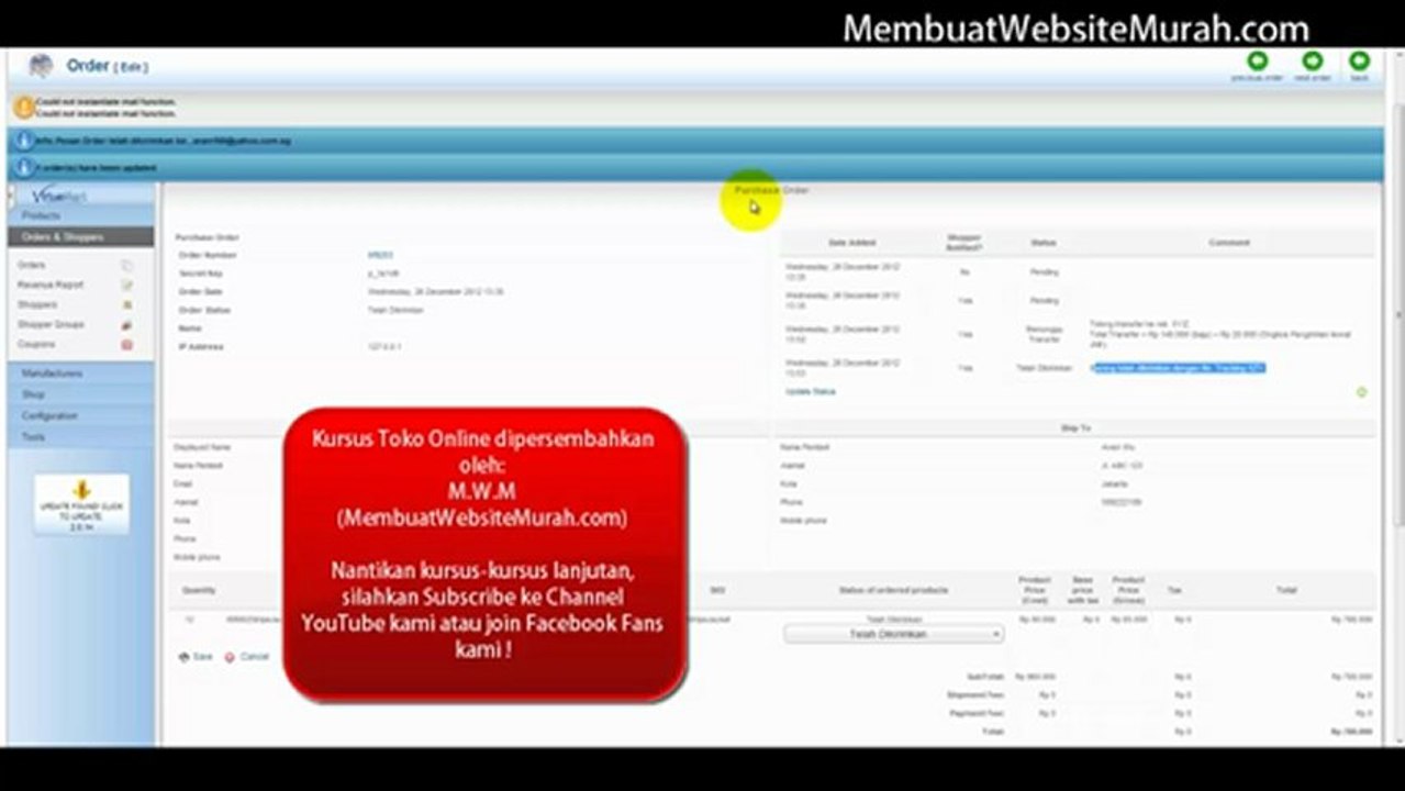 Toko Online: Kursus Toko Online VirtueMart - Belajar Purchase Order Flow