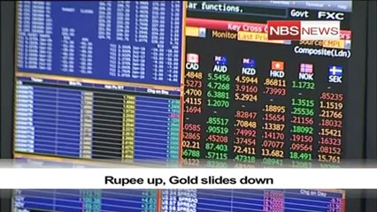 Rupee up, Gold slides down