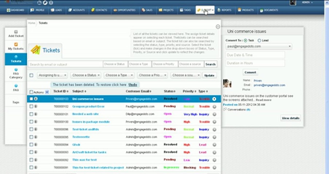 Support Management - Engagedots