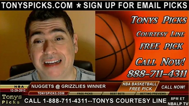 Memphis Grizzlies versus Denver Nuggets Pick Prediction NBA Pro Basketball Odds Preview 12-29-2012