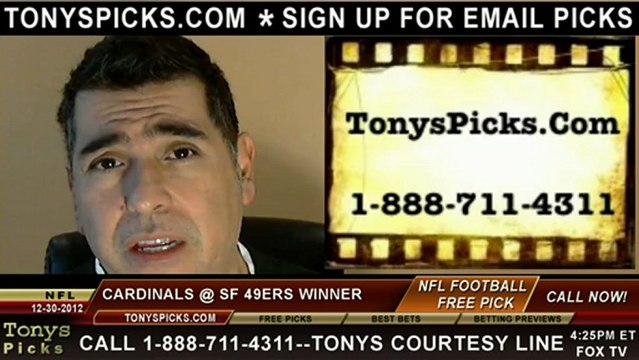 San Francisco 49ers versus Arizona Cardinals Pick Prediction NFL Pro Football Odds Preview 12-30-2012