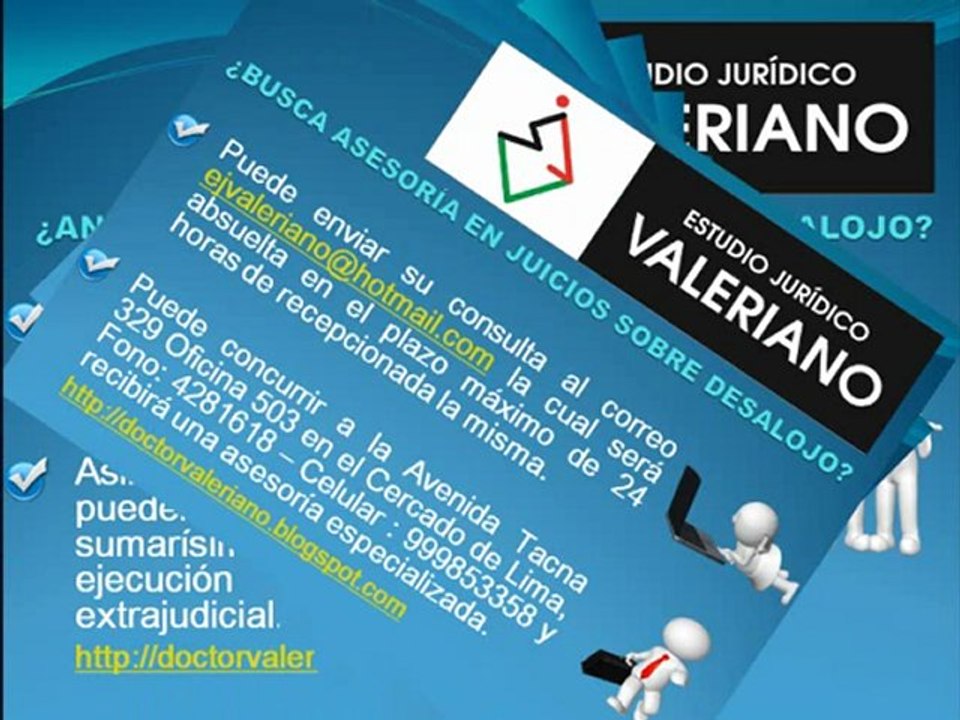 Estudio Juridico Valeriano - Juicios de Desalojo - Abogados - Abogado Civilista - Peru
