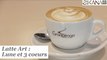 Design café - Latte Art : Lune et trois coeurs - HD