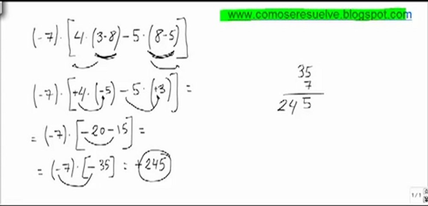 Operaciones de numeros enteros con parentesis ejercicio 4