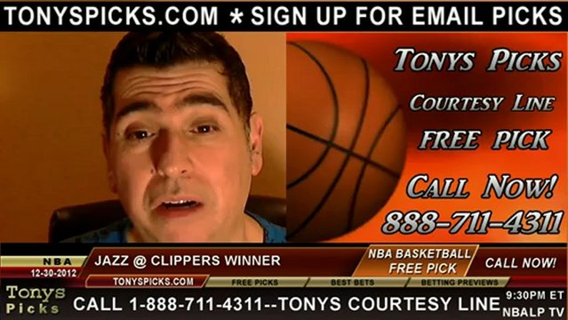 LA Clippers versus Utah Jazz Pick Prediction NBA Pro Basketball Odds Preview 12-30-2012