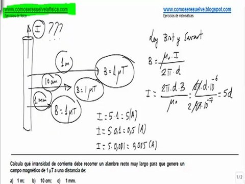 Fisica campo magnetico intensidad de corriente para generar campo magnetico